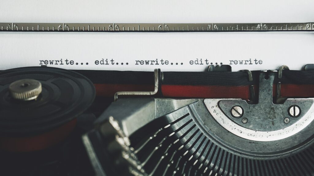Type writer with the writing rewrite and edit